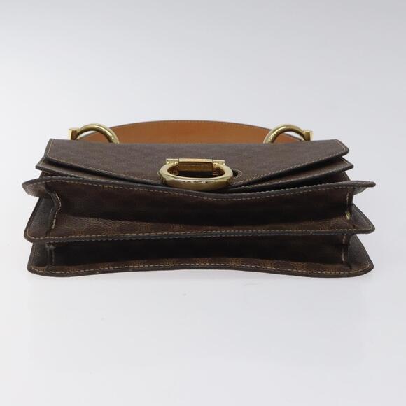 CELINE Macadam Canvas Hand Bag Pvc Leather Brown Gold - Picture 9 of 13